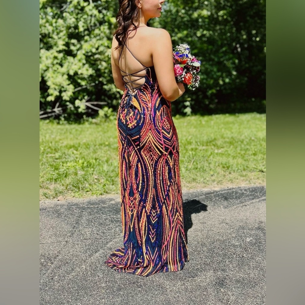 Elegant Multicolor Strappy Back Dress